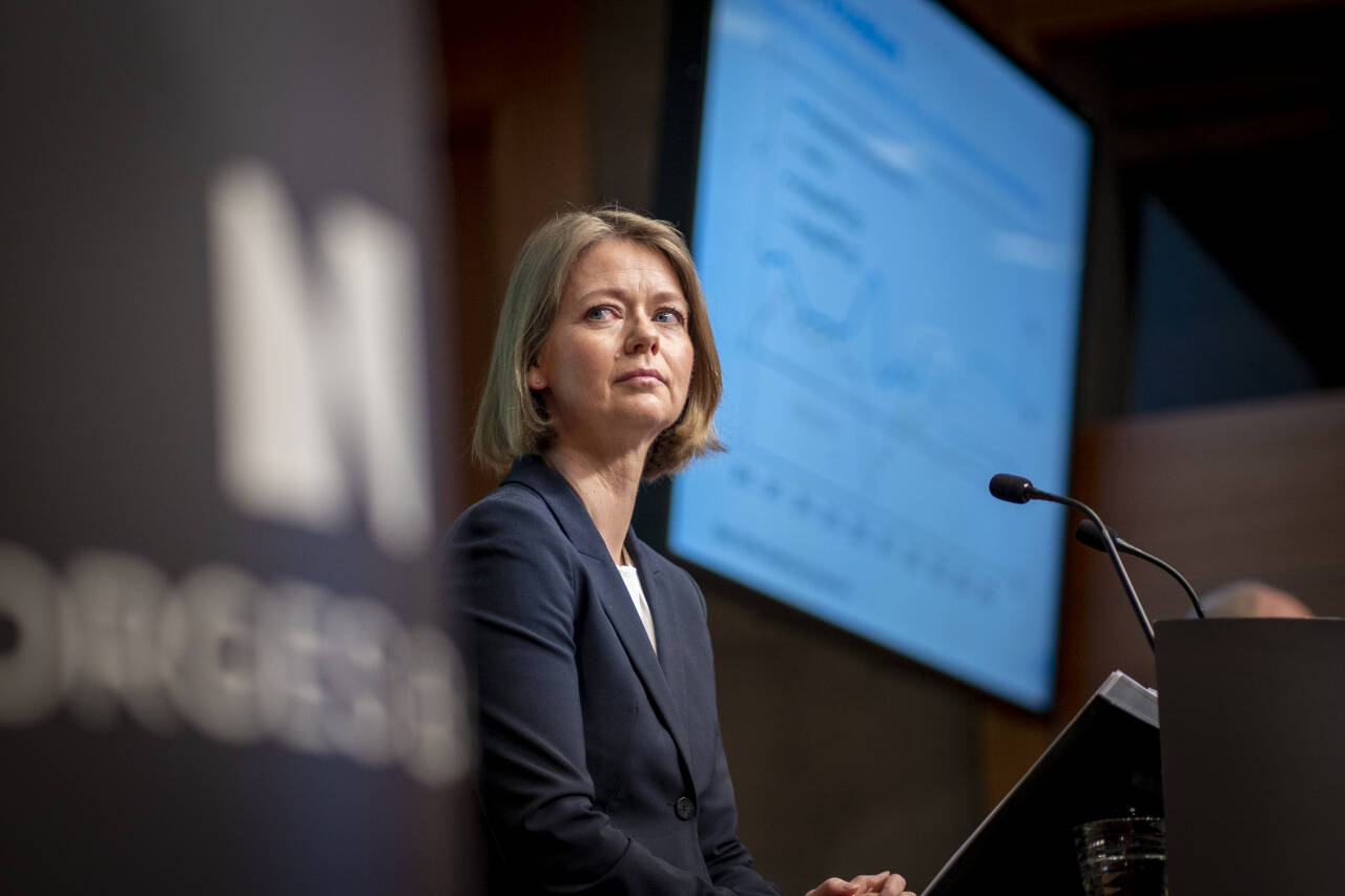 De aller fleste venter at sentralbanksjef Ida Wolden Bache kunngjør at styringsrenta skal opp med ytterligere 0,5 prosentpoeng når hun offentliggjør rentebeslutningen torsdag. Foto: Heiko Junge / NTB