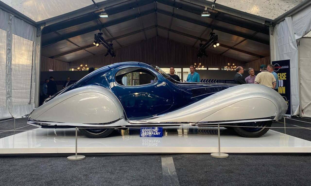 FRANSK REKORD: Aldri tidligere har en fransk bil blitt solgt for en så høy sum som denne Talbot-Lago T150-C-SS Teardrop Coupe fra 1937. Foto: Auksjonshuset