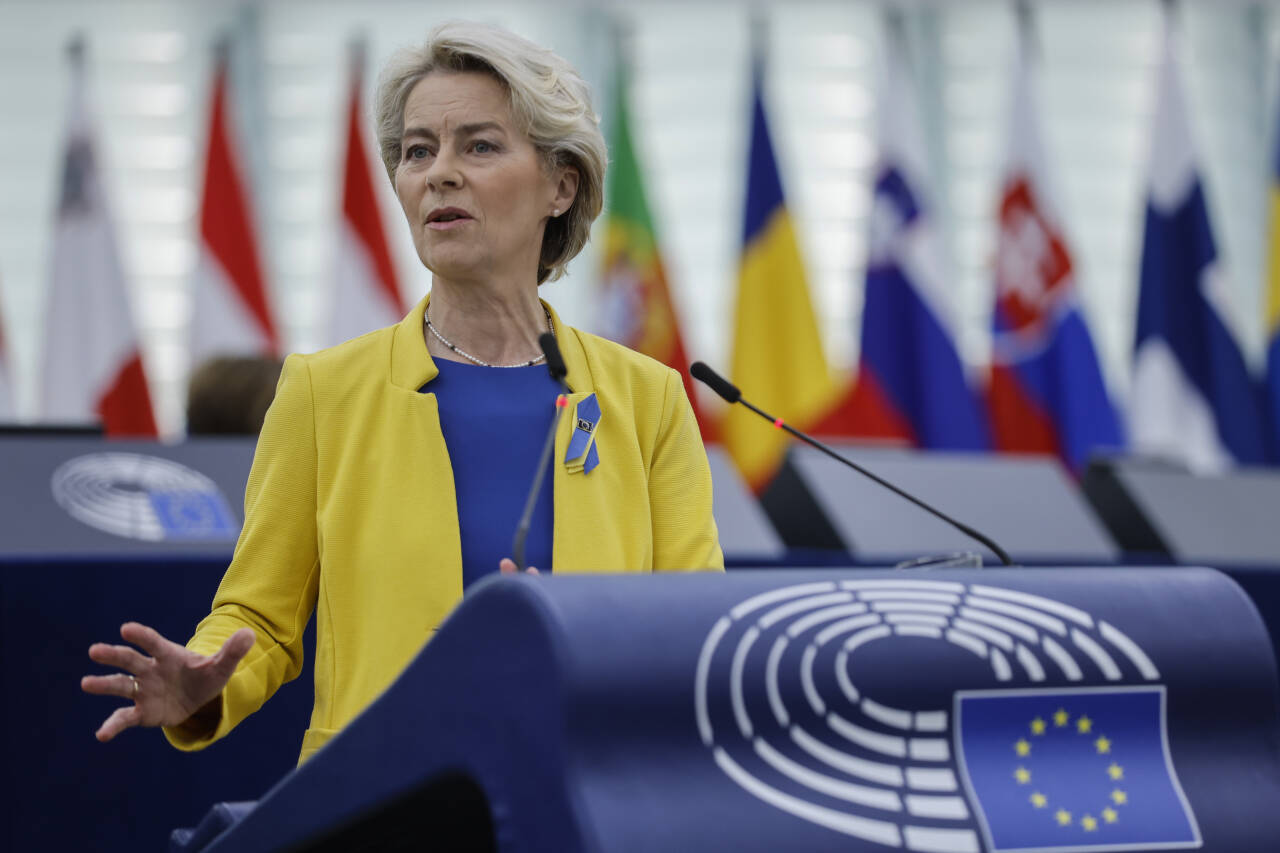 EU-kommisjonens president Ursula von der Leyen under sin årstale onsdag. Foto: Jean-François Badias / AP / NTB