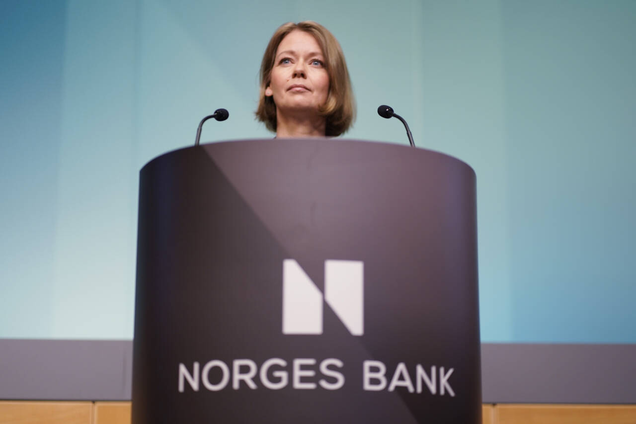 Styringsrenta settes opp ytterligere 0,5 prosentpoeng til 2,25 prosent, varslet sentralbanksjef Ida Wolden Bache torsdag. Foto: Heiko Junge / NTB