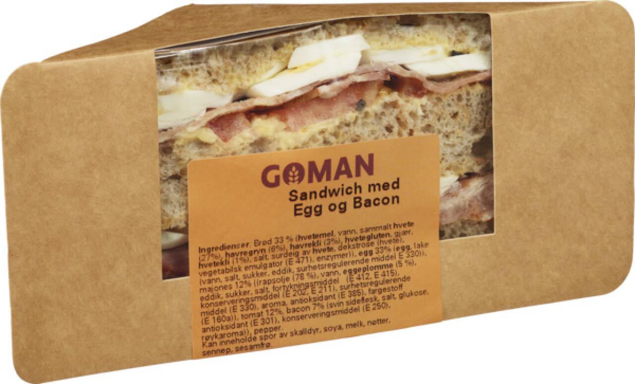 Coop kaller tilbake produktene «Goman Club Sandwich» og «Goman Sandwich med egg og bacon» med siste forbruksdag: 03.09.22, 04.09.22, 05.09.22 og 06.09.22. Produktene er solgt i Coop-butikker på Vestlandet.Foto: Coop Norge / NTB