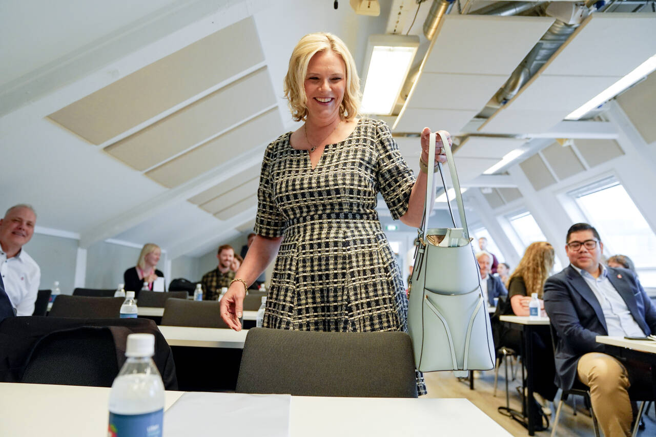 Leder i Frp Sylvi Listhaug holder tale under Fremskrittspartiets nasjonale valgkampåpning på Frps partikontor i Oslo torsdag.Foto: Annika Byrde / NTB