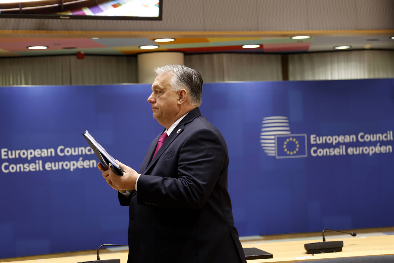 Ungarns statsminister Viktor Orban under EU-møtet torsdag. Foto: Omar Havana / AP / NTB