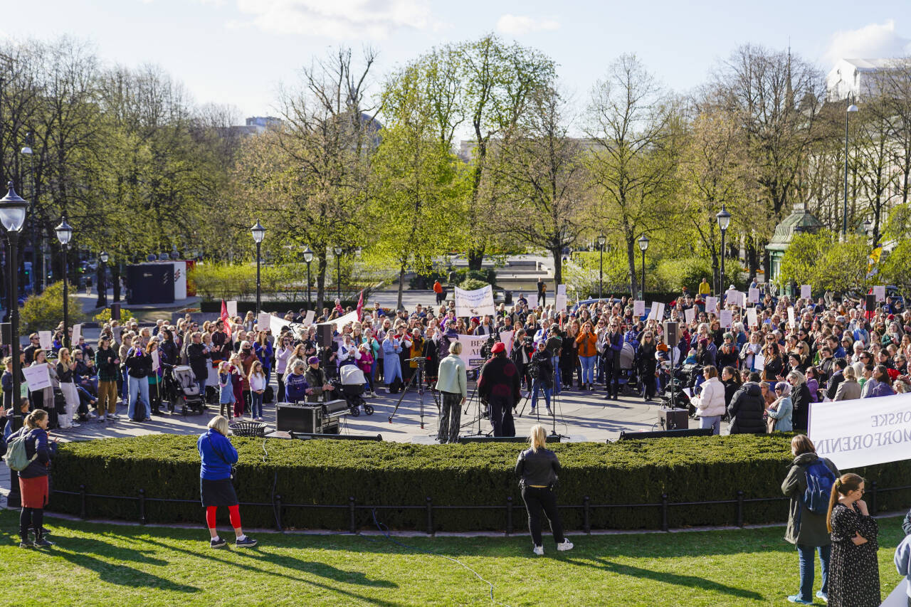 En rekke organisasjoner demonstrerte for fødsels- og barselomsorgen foran Stortinget i april i fjor.Foto: Håkon Mosvold Larsen / NTB