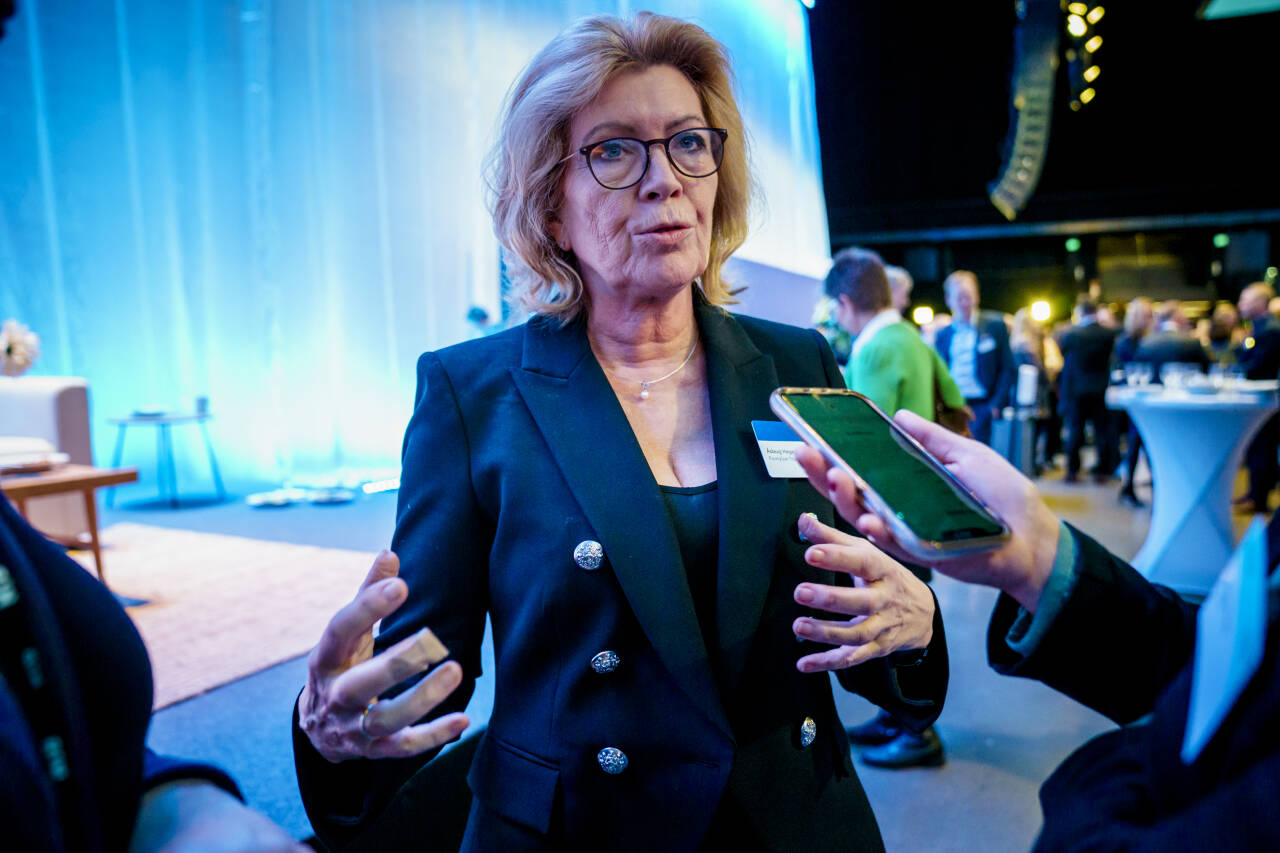 Leder for Fornybar Norge, Åslaug Haga, på NHOs årskonferanse i Oslo Spektrum. Nå kommer hun med en bredside mot politikerne. Foto: Stian Lysberg Solum / NTB