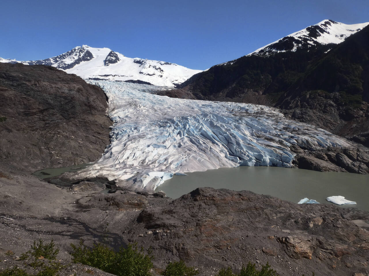 Selv hvis 1,5-gradersmålet i Parisavtalen nås, kan halvparten av verdens isbreer være historie innen slutten av århundret, viser ny forskning. Arkivfoto fra Alaska, USA: Becky Bohrer / AP / NTB