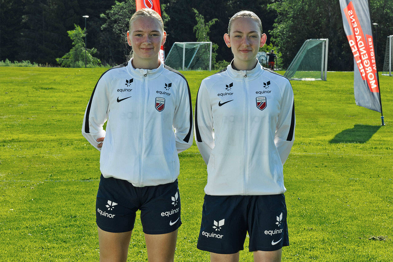 Marte Saugen og Kristin Kämpe Aass, fra Frei er denne uken på Equinor Talentleir i Porsgrunn og kjemper om en mulig plass på landslaget. F.v. Marte Saugen og Kristin Kämpe Saugen. Foto: Mats Lønne