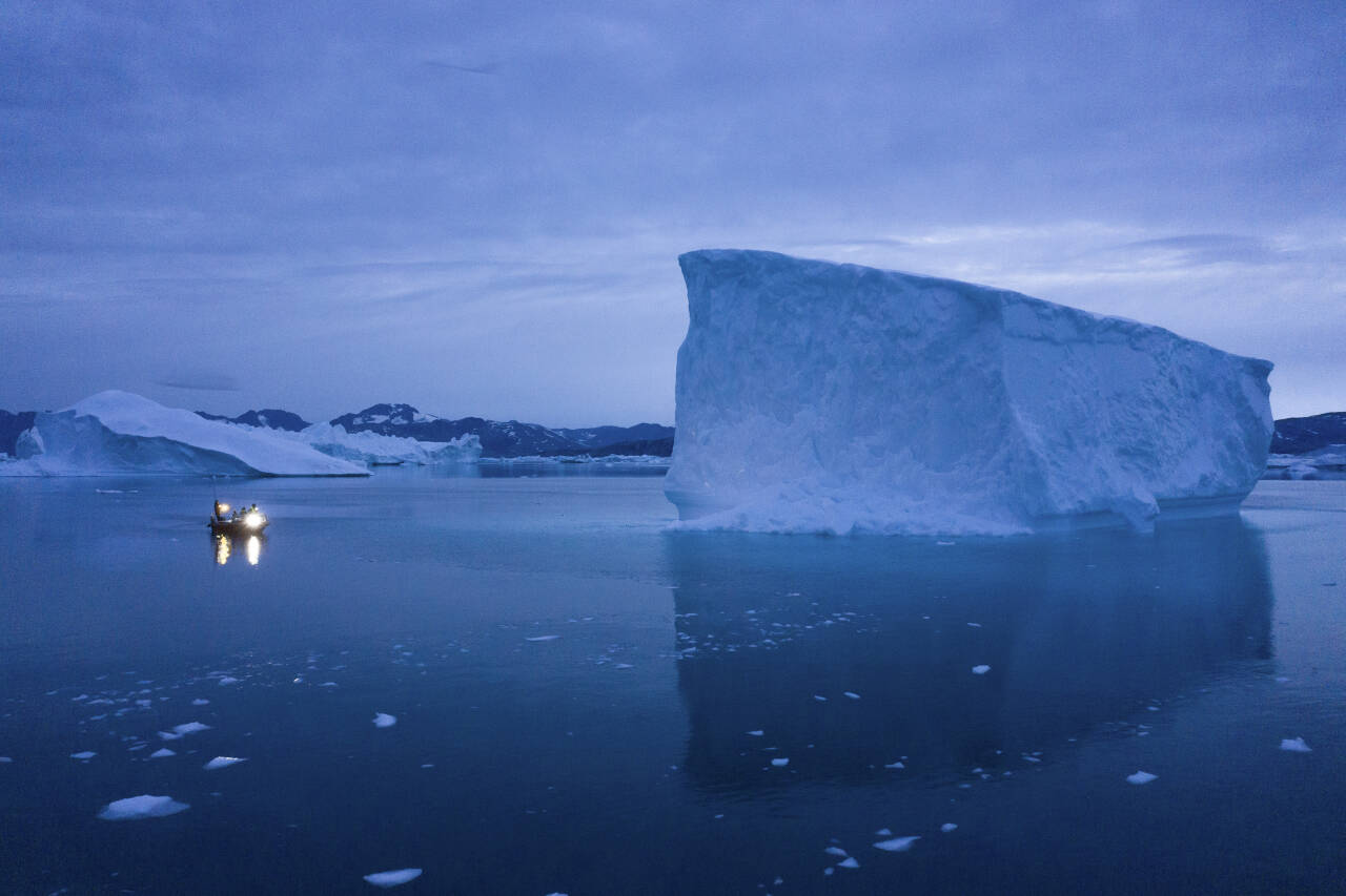 – Total nedsmelting av Grønlandsisen vil kunne forårsake en havnivåstigning på 7 meter, men det tar 1000 år, skriver Ketil S. Andersen. Illustrasjonsfoto fra Grønland: Felipe Dana / AP