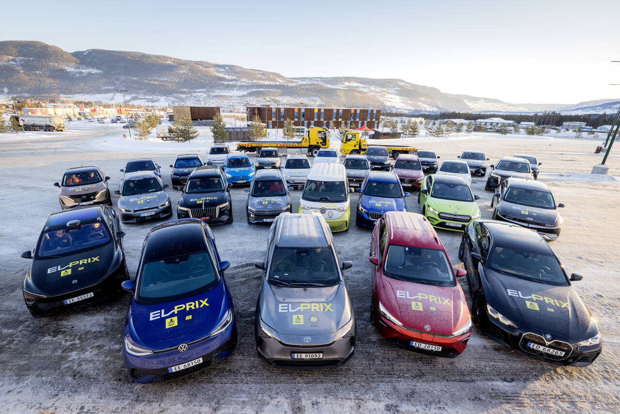 STORTEST: Vintertesten til Naf besto av 29 forskjellige, nye, elbilmodeller. Foto: Naf / Motor