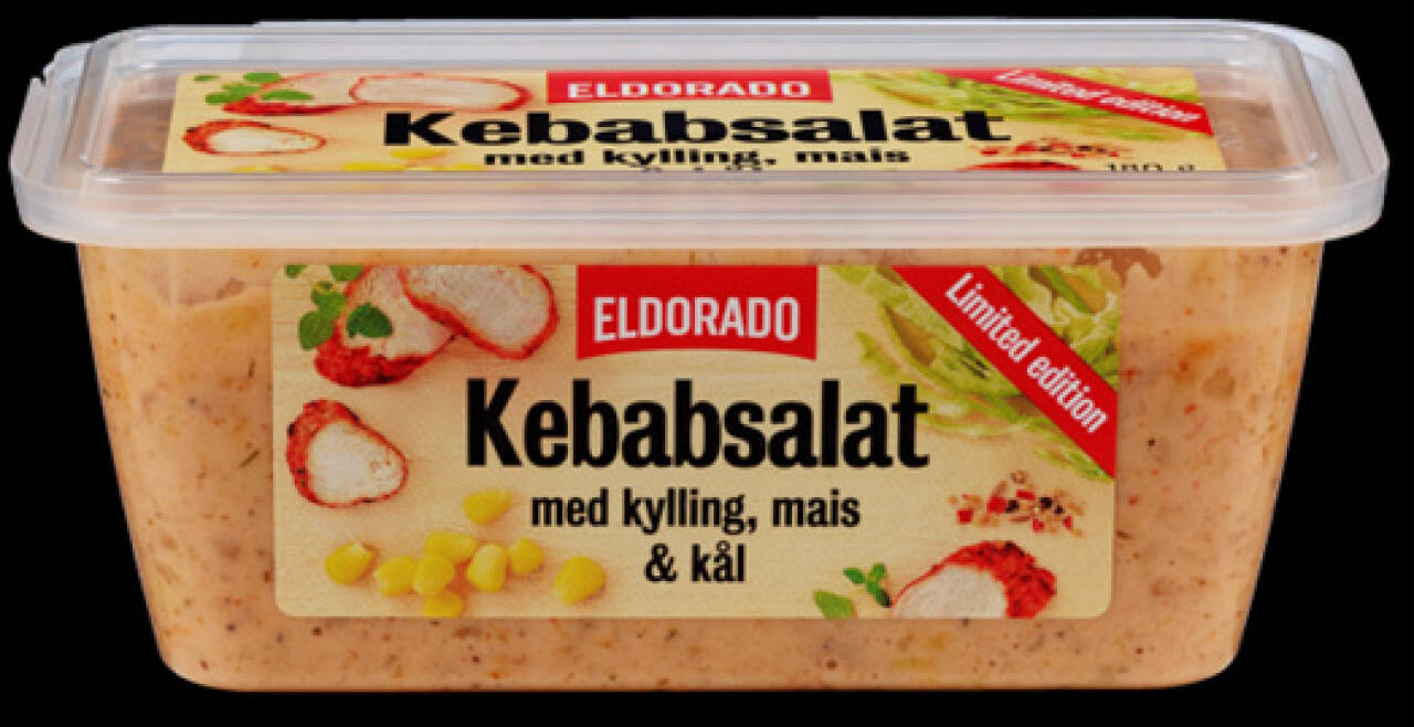 Unil tilbakekaller Eldorado kebabsalat med holdbarhet mellom 05.12.2023 og 06.01.2024. Det er mistanke om at enkelte av boksene kan inneholde rå kyllingbiter. Foto: UNIL/Norgesgruppen / NTB