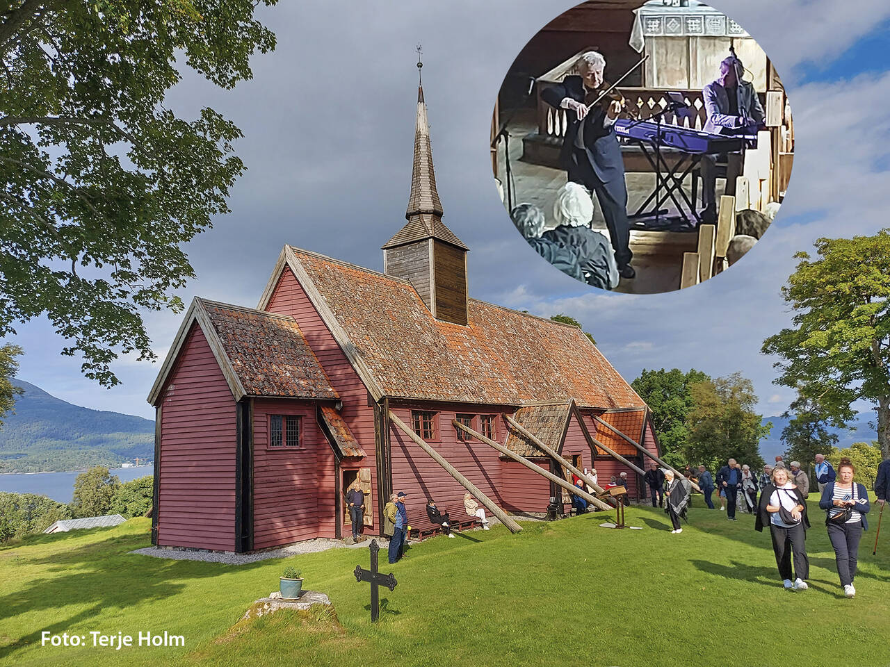 Kvernes stavkirke med Arve Tellefsen og Kjetil Bjerkestrand var arena for en minnerik konsert søndag 25. august. Foto: Terje Holm