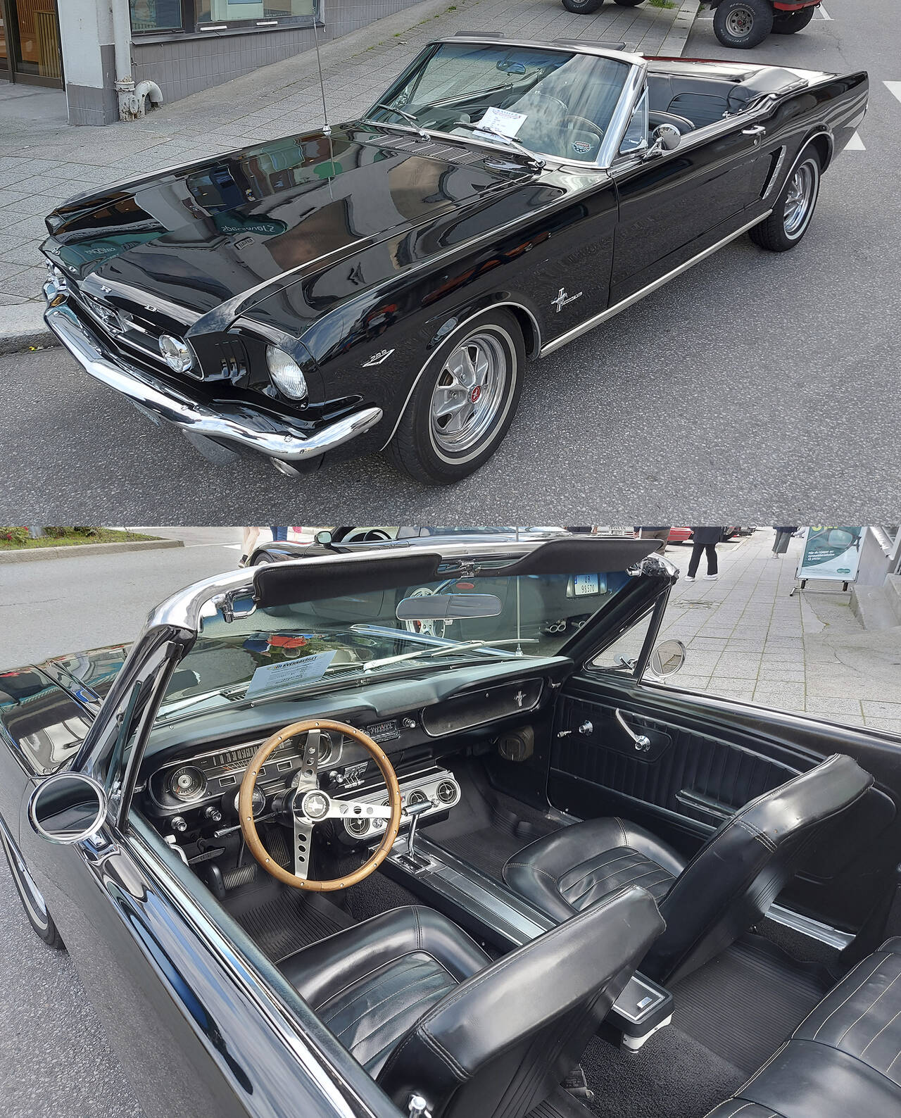 Mustang har vært en populær veteranbil i Norge. Her er en 1966-modell på en veteranbilutstilling i Kaibakken i Kristiansund i 2023. Foto: Terje Holm