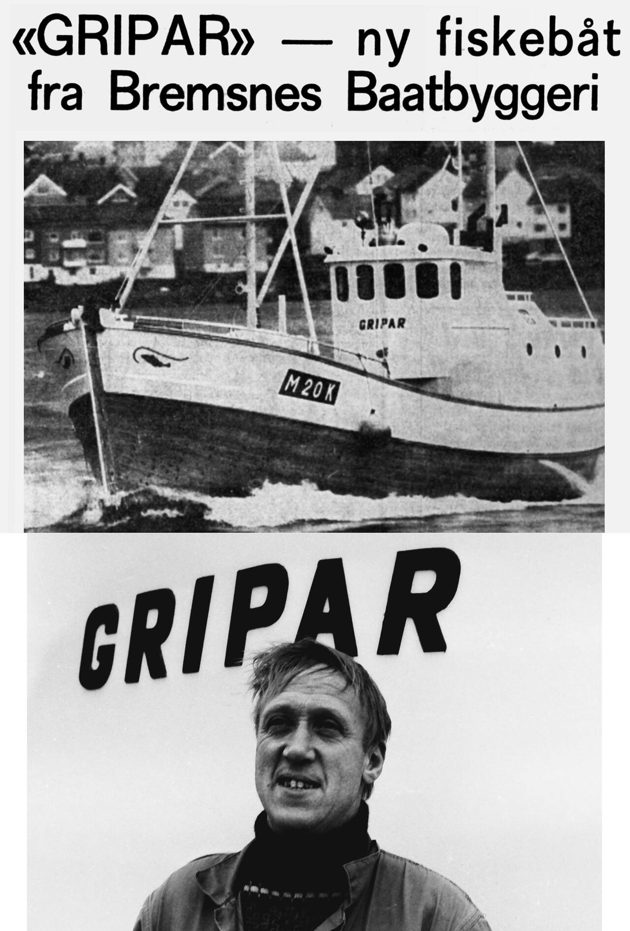 «Gripar» ble bygd ved Bremsnes Båtbyggeri til Thomas Thomassen i 1973. (Bilder: Nasjonalbiblioteket / Bjørn Thomassen)