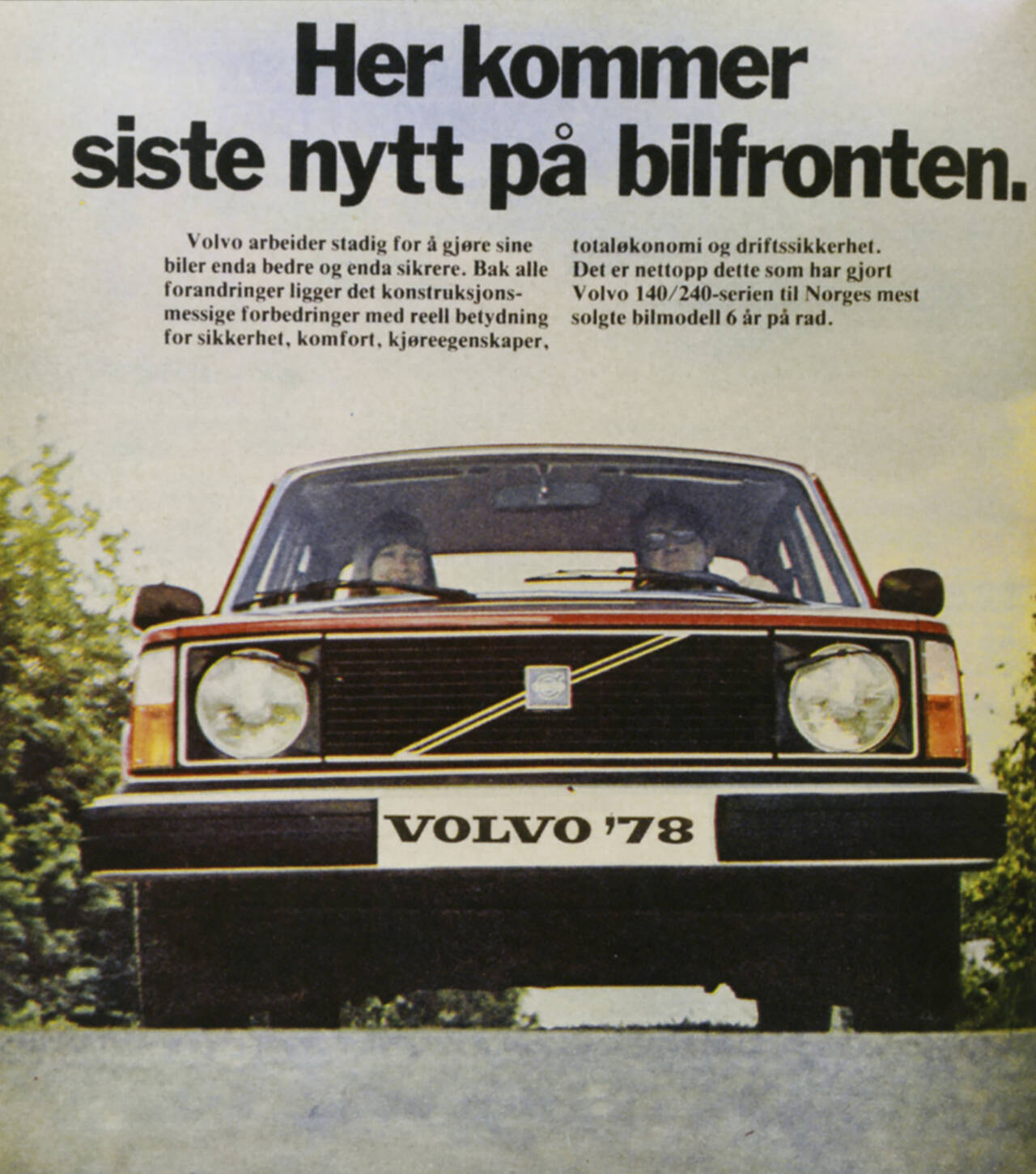 I 1975 ble 140-serien avløst av 240-serien. (Reklamebilde fra Volvo)