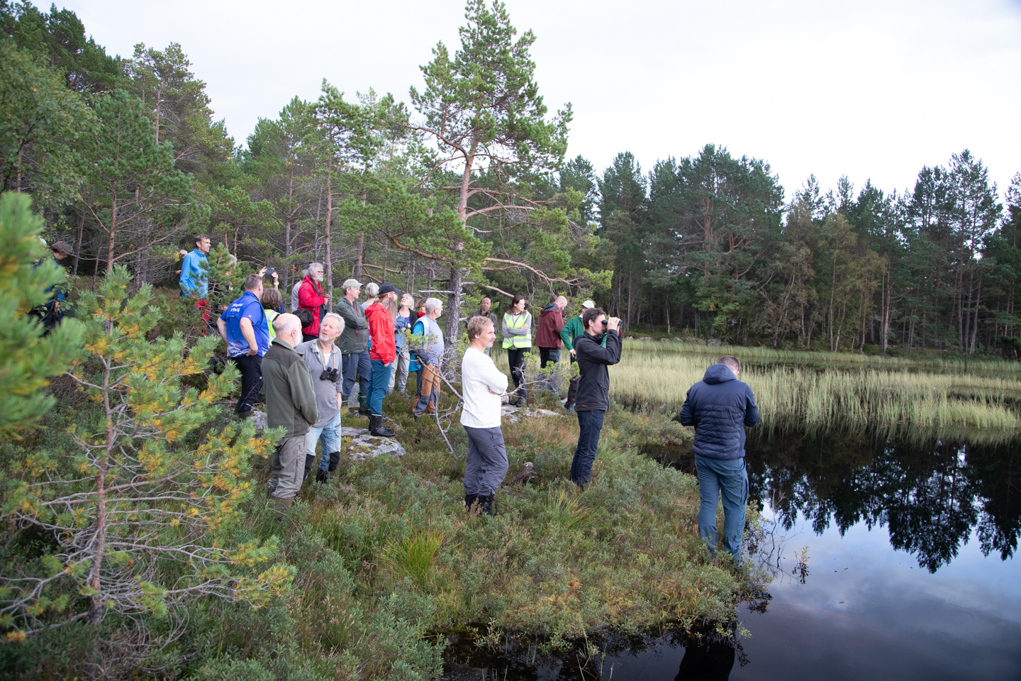 I runden rundt Stabeldammen var det ikke alle som ble med av de fremmøtte, da det var temmelig vått i området og de ikke var skodd etter forholdene. Foto: Steinar Melby, KSU.NO