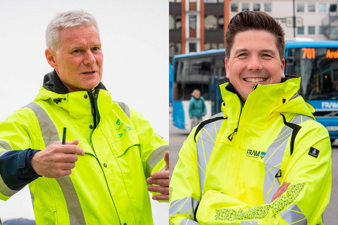 Fylkesvegsjef Ole Jan Tønnesen (t.v.) og samferdselsdirektør Jesper Wiig i Møre og Romsdal fylkeskommune. Foto: Møre og Romsdal fylkeskommune