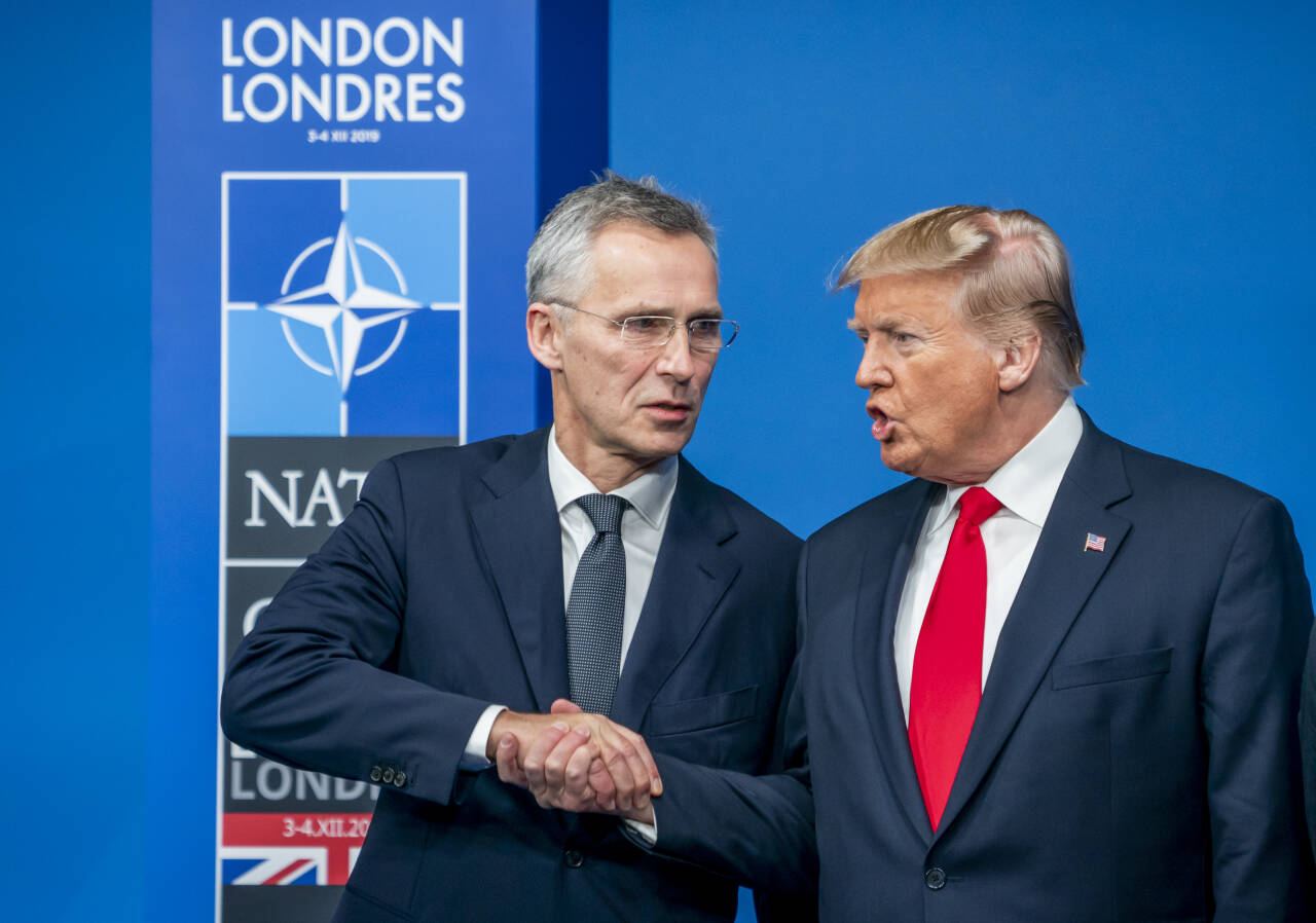 Nato-generalsekretær Jens Stoltenberg og daværende president Donald Trump under Nato-toppmøtet i London i 2019. Foto: Heiko Junge / NTB