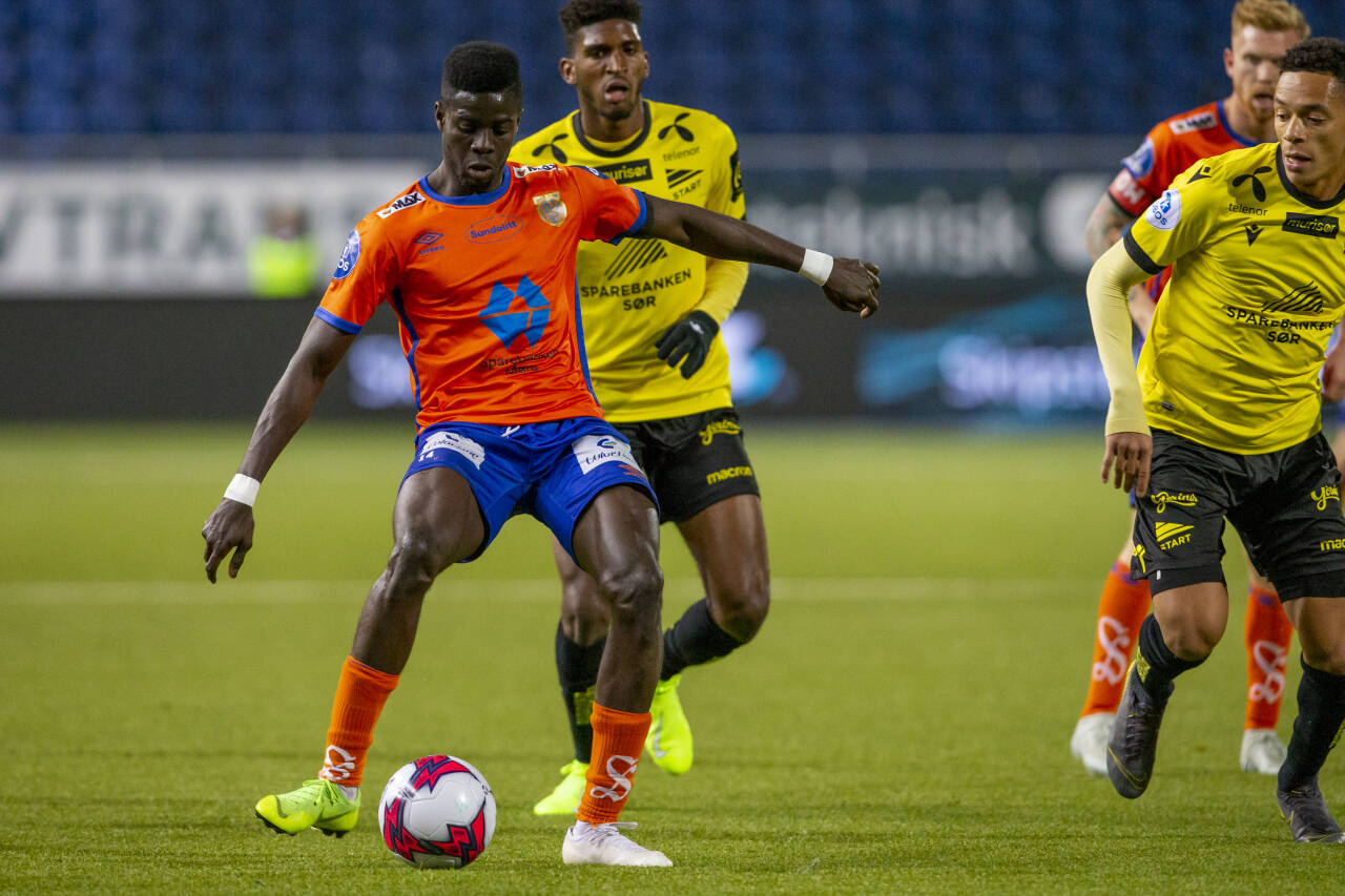 Pape Habib Guèye er klar for Kristiansund. Her fra tiden som AaFK-spiller i 2019.Foto: Svein Ove Ekornesvåg / NTB