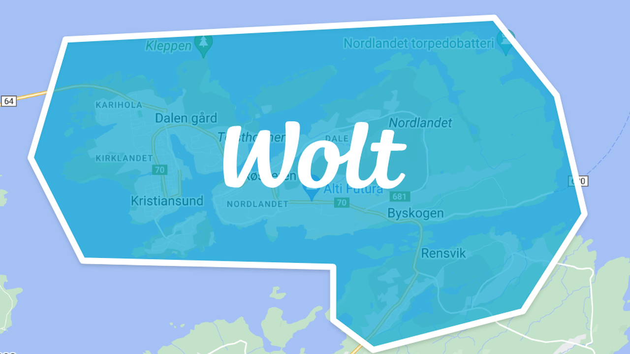 Wolt planlegger i første omgang å dekke området som omfatter Innlandet, Kirkelandet, Gomalandet og Rensvik i Kristiansund.