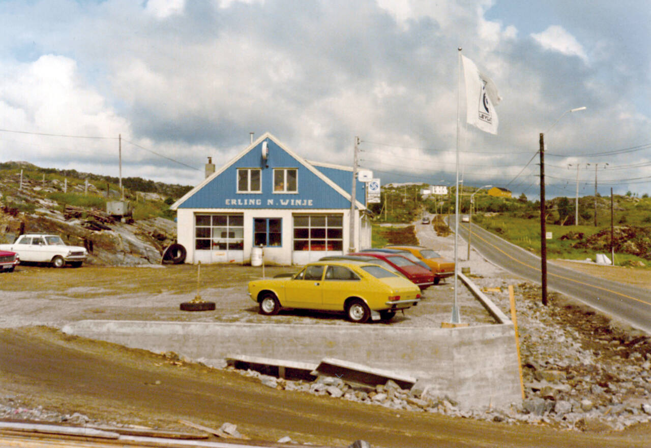 Erling Winje sitt bygg på Løkkemyra på slutten av 1970-tallet. (Utlånt av Erling Winje)