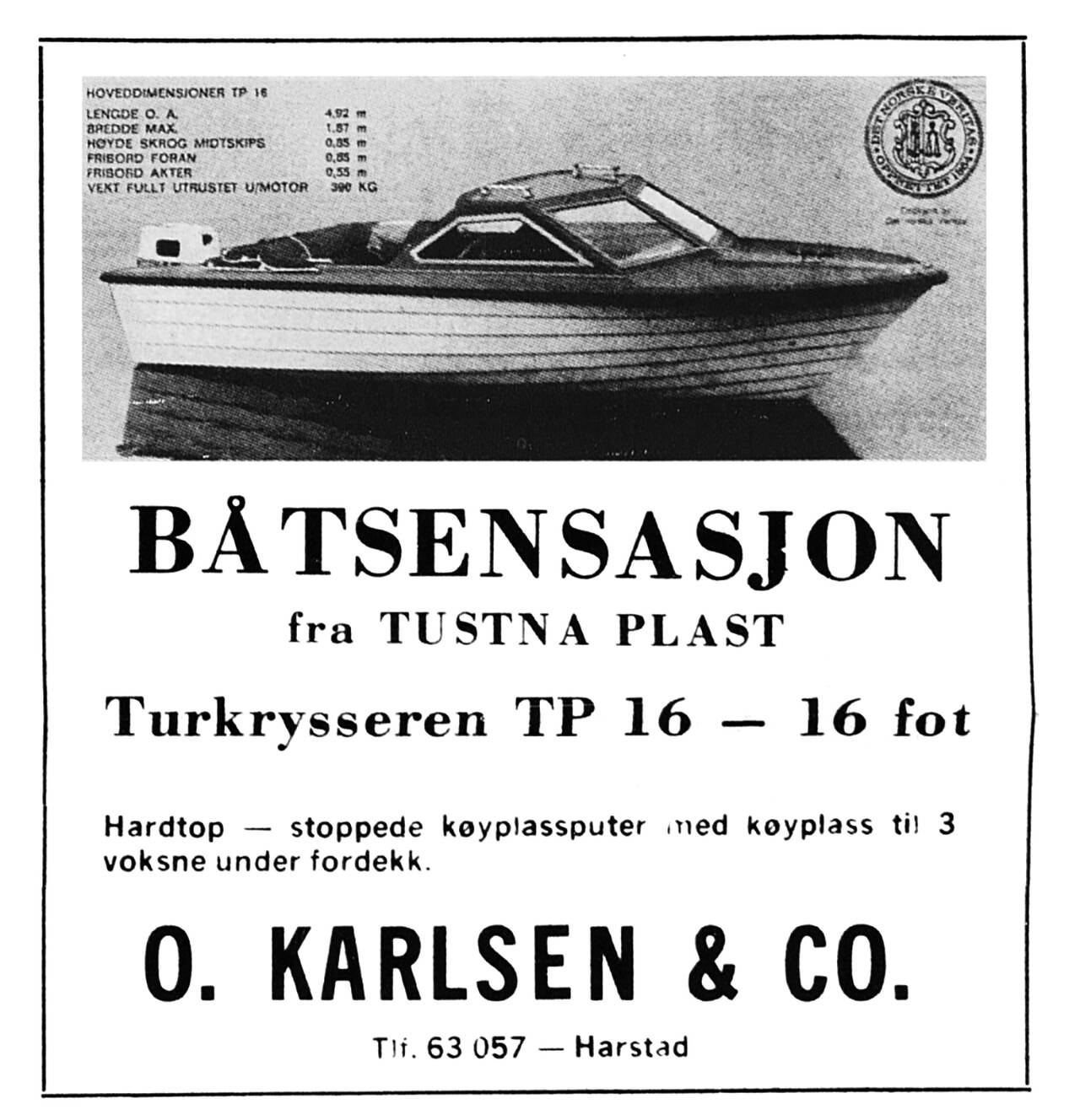 Annonse fra forhandleren i Harstad i 1972. Foto: Nasjonalbiblioteket