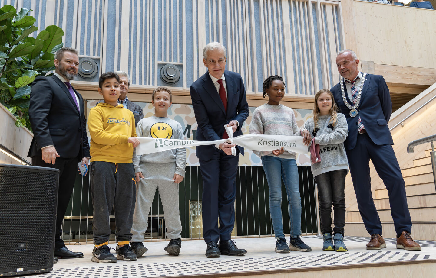 Statsminister Jonas Gahr Støre åpner Campus. Foto: Heine Schjølberg, Studio400