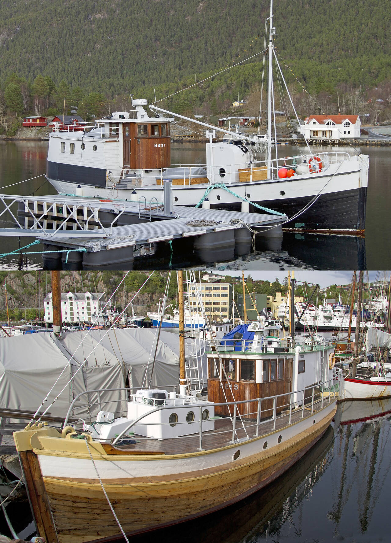 Begge båtene til Oris Lillevik, «Møst II» og «Reis» (tidligere «Møst») er tatt godt vare på og ligger i dag i området ved Møstavågen. Her er «Reis» avbildet ved Mellemværftet. Arnt A. Wærnes og hans familie tok godt vare på denne båten gjennom mange år. Foto: Terje Holm