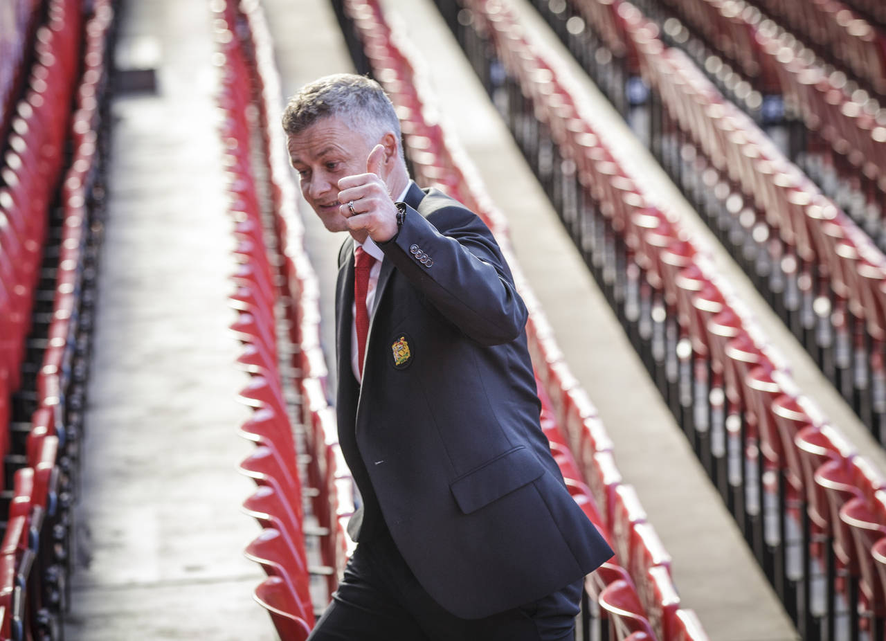 Ole Gunnar Solskjær møtte pressen på Old Trafford torsdag ettermiddag, etter at det ble det klart at han får managerjobben for Manchester United på fast basis. Foto: Nina E. Rangøy / NTB scanpix