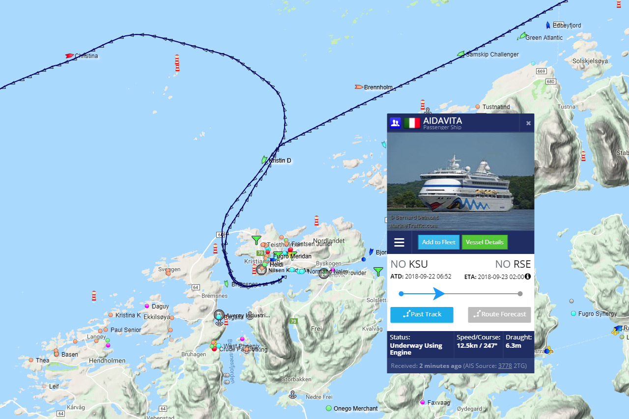 Illustrasjon: Marine Traffic / Kurt Helge Røsand