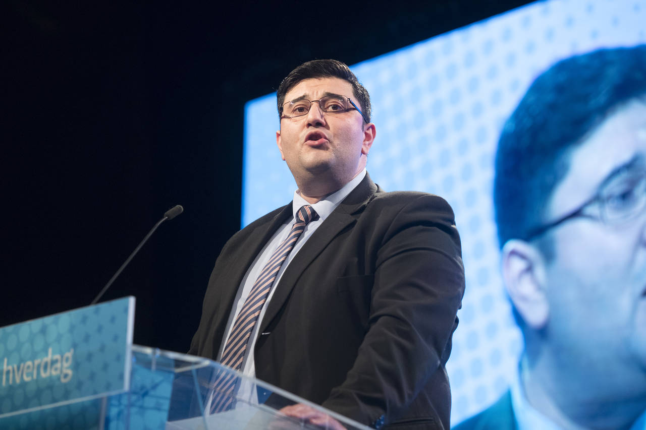 Mazyar Keshvari på FrPs landsmøte på Gardemoen. Foto: Terje Bendiksby / NTB scanpix