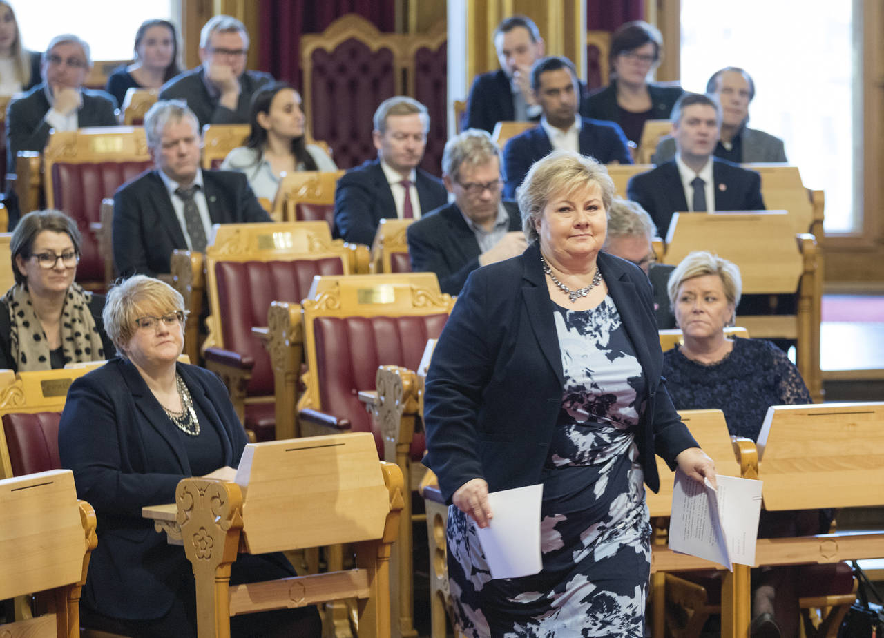 Statsminister Erna Solberg og Høyre gjør det bra på Vårt Lands siste måling. Foto: Gorm Kallestad / NTB scanpix.