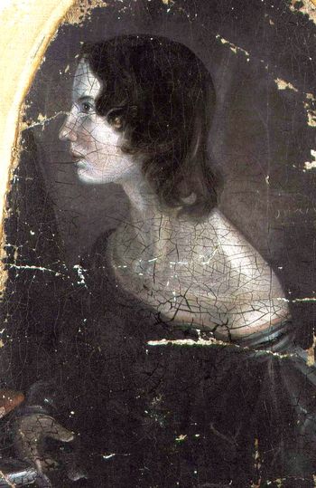 Emily Brontë. Retusjert portrett malt av broren Branwell Brontë