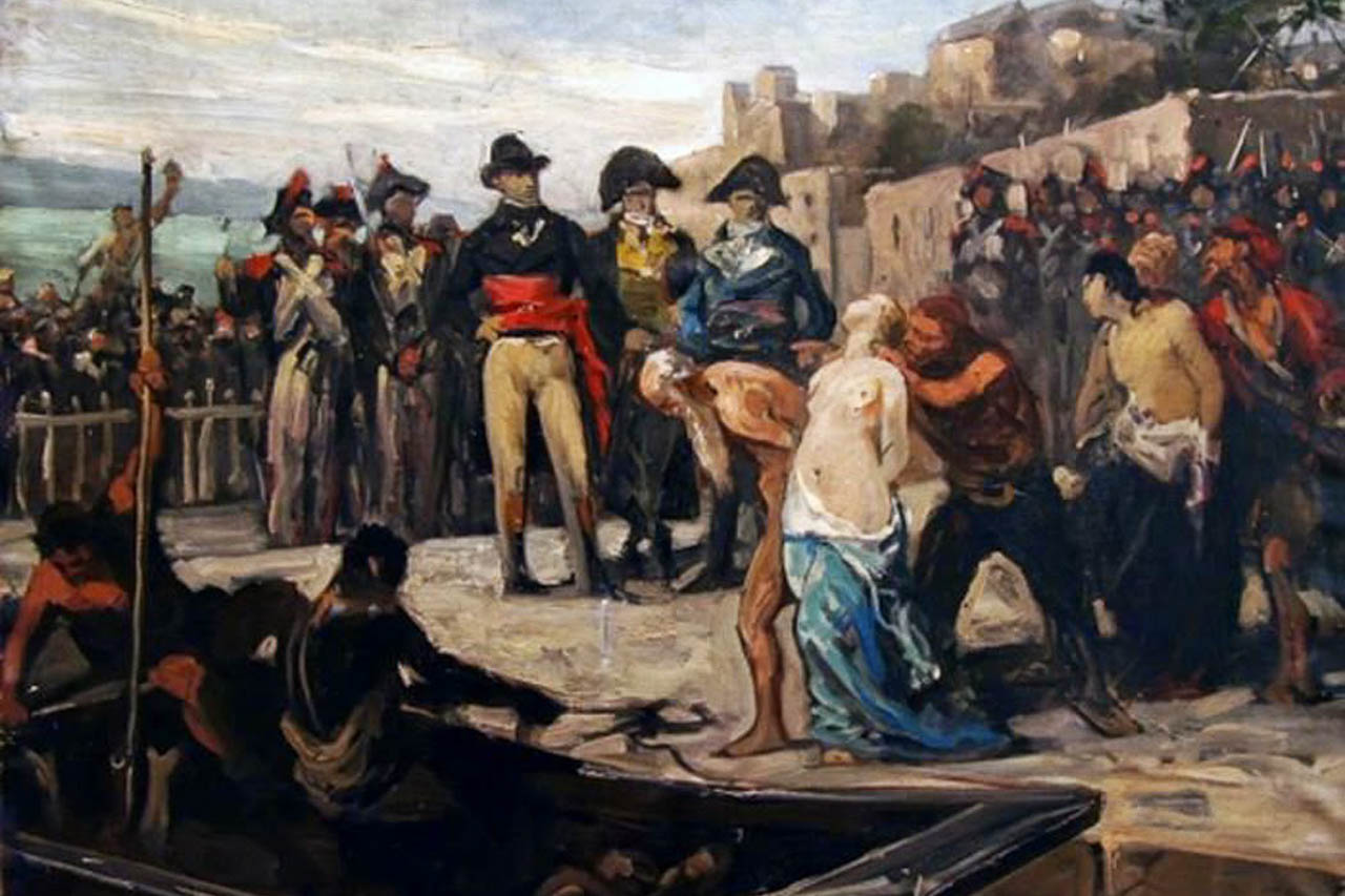 Drukningene i Nantes in 1793, maleri av Joseph Aubert (1882). Musée d'art et d'histoire de Cholet. Foto: Wikimedia Commons