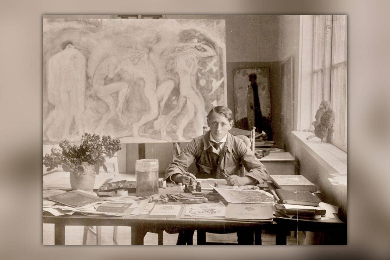Maleren og tegneren John Bauer i arbeid. Foto: Calla Sundbeck / Wikimedia Commons