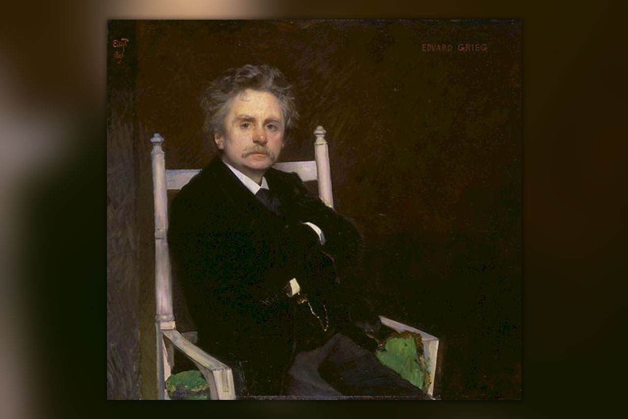 Edvard Grieg (1891), portrett malt av Eilif Peterssen. Foto: Wikimedia Commons