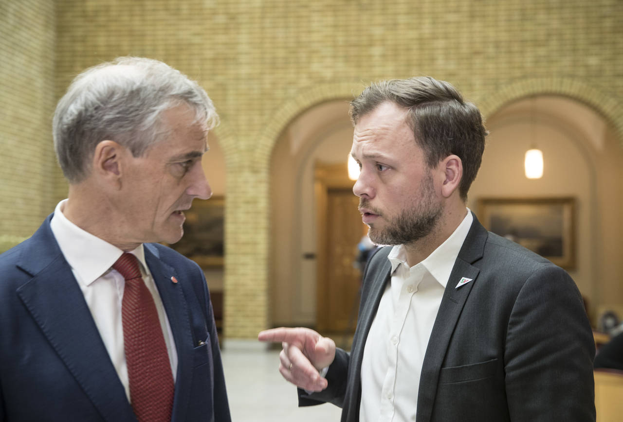 Ap leder Jonas Gahr Støre varsler samarbeid til venstre og i sentrum. SV-leder Audun Lysbakken konstaterer at «det vil være vanskelig å bygge flertall uten oss». Foto: Vidar Ruud / NTB scanpix