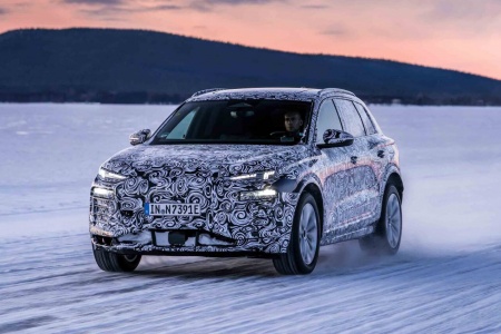 SNØTEST: Audi Q6 e-tron under vintertesting i Nord-Europa. Foto: Produsenten