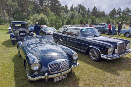 Mange interessante veteranbiler på utstillingen CityWoods i Byskogen. Foto: Terje Holm