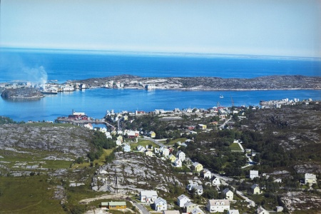 Deler av Nordlandet, Dalasundet, Gomalandet, Meløya og Skorpa anno 1965. Foto: Widerøes Flyveselskap