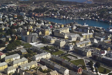 Deler av Kristiansund sentrum anno 1969. Foto: Widerøes Flyveselskap AS