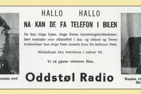 Annonse for den første mobiltelefonen på Nordmøre i Romsdalsposten 26.10.1967.