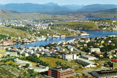 Postkort med luftfoto fra Kristiansund ca. 1965.