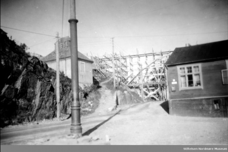 Viadukten under bygging i 1946. Fra Nordmøre Museums fotosamlinger.